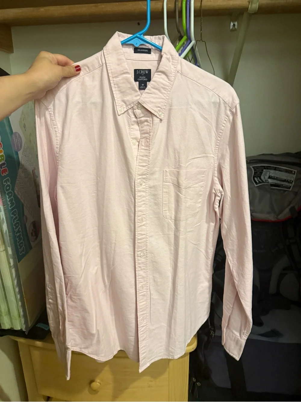 JCREW men’s pink flex oxford classic fit- M